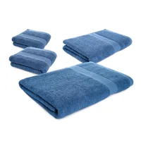 Set X4 Toallas Hoteleras: 1 Extragrande. 1 Cuerpo +2 De Manos Azul