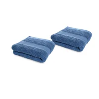 Kit X2 Toallas De Mano Hotelera 100% Algodón Para Entrenamiento Azul