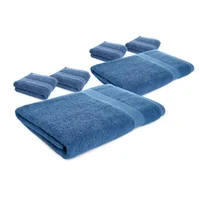 Set X6 Toallas Hoteleras: 2 De Cuerpo + 4 Toallas De Manos Azul