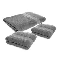 Set X3 Toallas: 1 De Cuerpo + 2 Toallas De Manos Gris