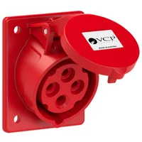 Toma Incrustar Roja 3P + T 32 Amp Tin32/424 Tierra 6 H Ip44