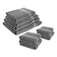 Set X8 Toallas: 4 Toallas De Cuerpo + 4 De Manos Gris