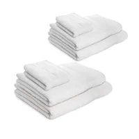 Set X6 Toallas: 4 Toallas De Cuerpo + 2 De Manos Blanca