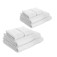 Set X8 Toallas: 4 Toallas De Cuerpo + 4 De Manos Blanca