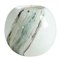 Portavela Cerámica 10x10cm Blanco Azul Rio