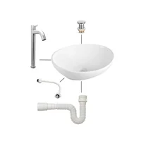 Combo Lavamanos Sobreponer Ovalado Blanco 41x33+griferia Agua Fria+acople+ Push