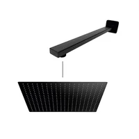 Kit Ducha 30Cm Cuadrada Negro + Brazo Rectangular A Muro 40Cm Negro