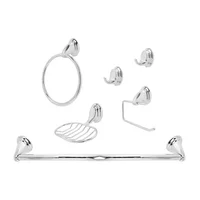 Accesorio 5 Piezas Eco Zamak Base Oval Cromo Brillante + Perchero Eco Soporte Metal Zamak Cromo Brillante