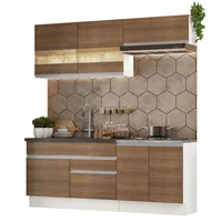 Cocina Integral Glamy 2.00 Metros - Blanco/Marrón 07