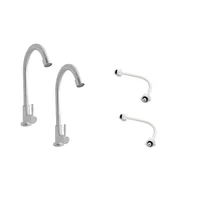Pack X 2 Grifería Cuello Cisne Usos Mixto Inox 304 Lavacopas + Acople Consumo 9 l/min