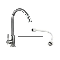 Grifería Uso Mixto Cuello Cisne Agua Fria Lavacopa Acero Inox 304 Satinado+ Acople Consumo 9 l/min