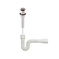 Push Tipo Moneda Pvc con Rebose 041006113-t + Sifon Flexible Pvc 040100102