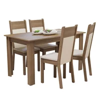 Conjunto Comedor Madesa Cali Mesa Tapa Madera con 4 Sillas Marrón/Crema/Beige