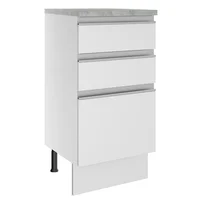Mueble De Cocina Bajo Glamy 40 Cm 3 Cajones - Blanco