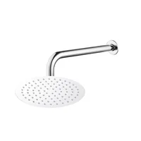 Kit Ducha Ultraslim Redonda 20Cm 8 Pulgadas Cromo Brillante +Brazo Metálico 30Cm A Muro Cromo Brillante
