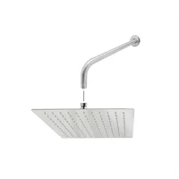 Kit Ducha Ultraslim Cuadrada 20Cmx20Cm 8 Cromo Brillante+Brazo Metálico 30Cm A Muro Cromo Brillante