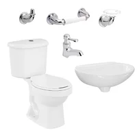 Combo Sanitario de 2 piezas Blanco + Lavamanos +  Grifería + Accesorios