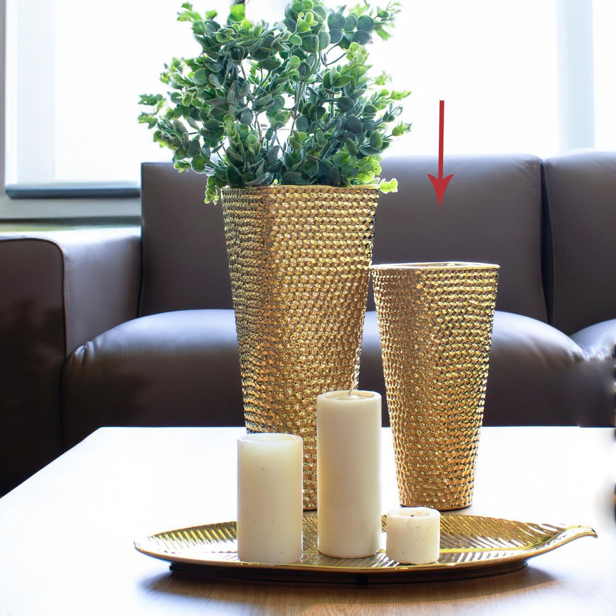 JUST HOME COLLECTION - Jarrón Cerámica 10.5x25cm Oro Budapest