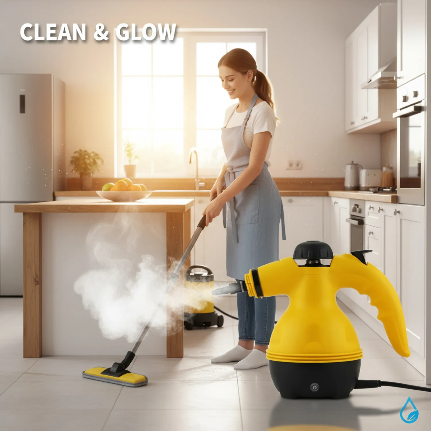 Limpiador Eléctrico a Vapor de Plástico Presurizador con Deposito de Agua  350ml 1000w de potencia Multiuso Amarillo 23.5cm Kleine KLEINE WOLKE |  falabella.com
