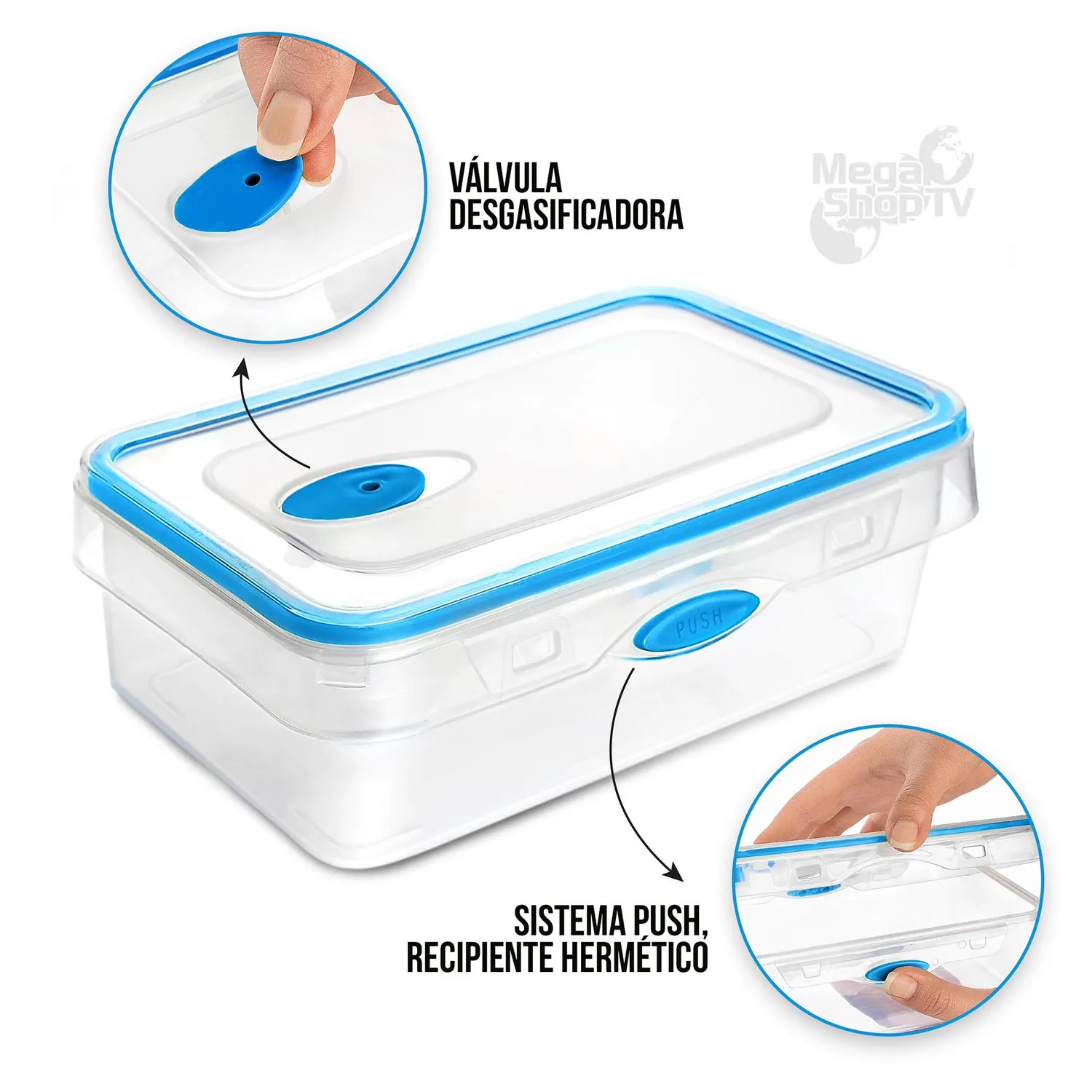 Set X2 Recipientes para Cocina Tapper Hermético Portacomida Azul ...