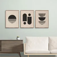 Triptico - Mdf - Geometricos Negros