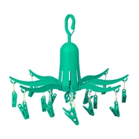 Tendedero Plástico Para Ropa Tipo Pulpo X 16 Pinzas Verde
