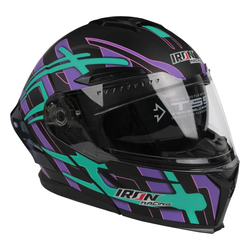 Casco Abatible Doble Propósito Ember Violeta Iron Racing Talla S ...