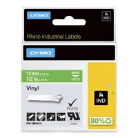 Cinta Vinilo Color Blanco/Verde 12mm 5.5M para Rotuladora Rhino 4200/6000 Dymo
