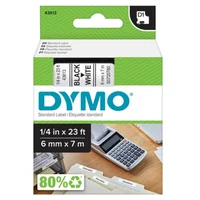 Cinta D1 Plástico Color Negro/Blanco 6 mm 7M para Rotul Lm210280420 Dymo