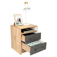Mesa De Noche Eter 2 Cajones 50X40 Rta Duna Plomo