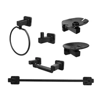 Accesorio Para Baño X6 Piezas Base Cuadrada Negro Mate En Abs
