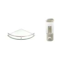 Esquinero En Vidrio 25cm + Dispensador De Jabon Liquido Blanco