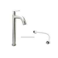 Grifería Lavamanos Alta Agua Fria Pico Curvo + Acople Pvc 40 Cm Consumo 9 l/min