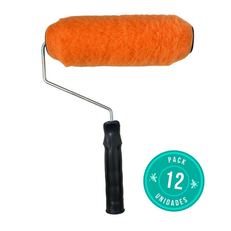Rodillo 9? Semiprofesional (naranja) 18mm Poliester Mango Negro Paq x ...