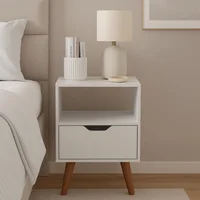 Mesa De Noche Essen Diseño Minimalista En Mdp Color Blanco