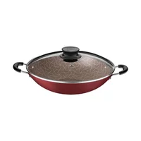 Wok Tramontina Paris en Aluminio Antiadherente Rojo con Tapa de Vidrio 32 cm 4,4 L