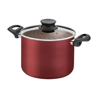 Olla Alta Tramontina Paris en Aluminio Antiadherente Rojo con Tapa de Vidrio 28 cm 11,8 L