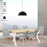 Comedor Indika Macadamia 15Mm 160X80X75 Blanco + Silla Milano 85X39X46 Gris