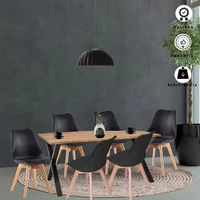 Comedor Indika Macadamia 15Mm 160X80X75 Negro + Silla Milano 85X39X46 Negro