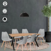 Comedor Indika Macadamia 15Mm 160X80X75 Negro + Silla Milano 85X39X46 Gris