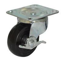 Rodachina Giratoria Tipo Americano Con Freno Negra 65 Mm 2.1/2" Discover