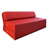 Sofá Cama Plegable 120x190x22 Tela Impermeable Rojo