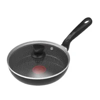 Sartén 24cm Aluminio de Alta Pureza Antiadherente Triforce Silver con Tapa de Vidrio, Termoseñal y Mango Efecto Piedra Easy Cook Negro Imusa