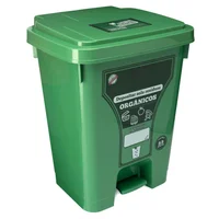 Caneca Reciclaje Grande 53l Papelera de Pedal Verde