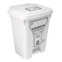 Caneca Reciclaje Grande 53l Papelera de Pedal Blanca