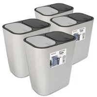 Kit 4 Papeleras de Basura Doble Compartimiento Push Gris