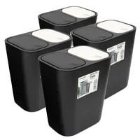 Kit 4 Papeleras de Basura Doble Compartimiento Push Negro