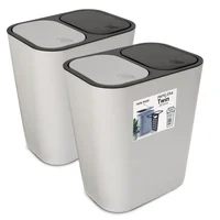Kit 2 Papeleras de Basura Doble Compartimiento Push Gris