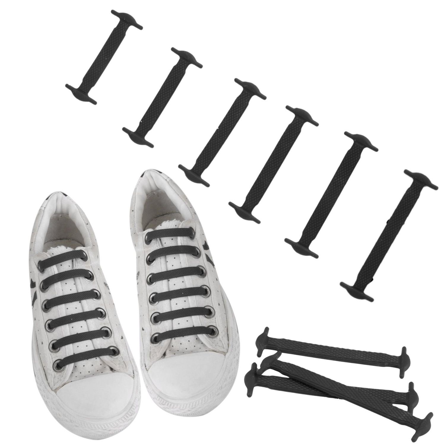 Cordones Elasticos En Silicona para Zapatos Negro GENERICO