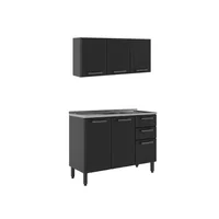 Cocina Integral En Acero 120Cm Incluye Lavaplatos Central Gris